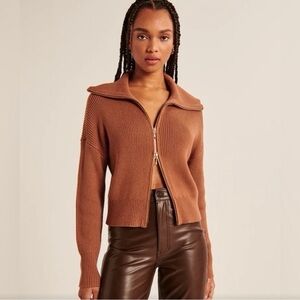 A&F Double Zip Ribbed Cardigan